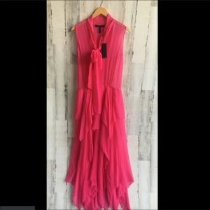 NWT BCBG Basha PussyBow Ruffle Dress